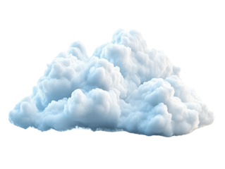 Fluffy white cloud isolated on a transparent background.