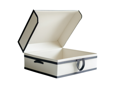 Open decorative storage box, white isolate background