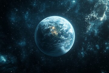 Fototapeta premium Earth in the Vastness of Space: A Celestial Tapestry
