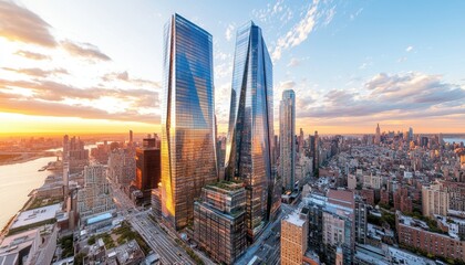 Obraz premium Sunset Skyline Over Manhattan.