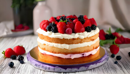 Berry Chantilly Cake- Showcase a light cake layered with fresh berries and whipped cream.