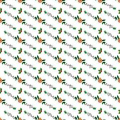 Fototapeta premium Joyful Christmas pattern with holly leaves and bows.