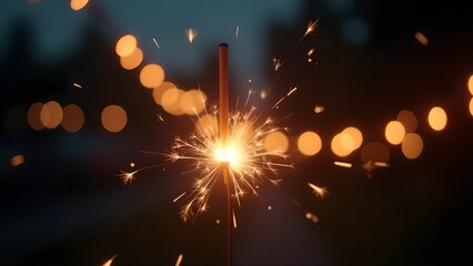 Obraz premium Burning sparkler with bokeh light background