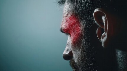 Closeup of ear with irritated skin and slight redness, possible ringing symptom, clinical detail