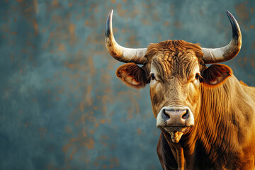 Close up of a bull against background