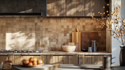 Artisan-inspired kitchen with custom cabinetry, handmade tiles, and organic textures, highlighting craftsmanship and a personal touch.