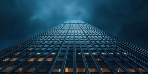 Fototapeta premium Nighttime Skyscraper Illustration in Urban Setting