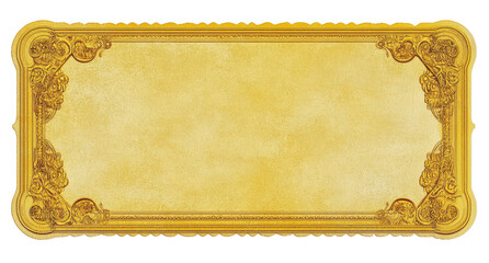 Blank vintage ticket with textured paper isolated on transparent background	
