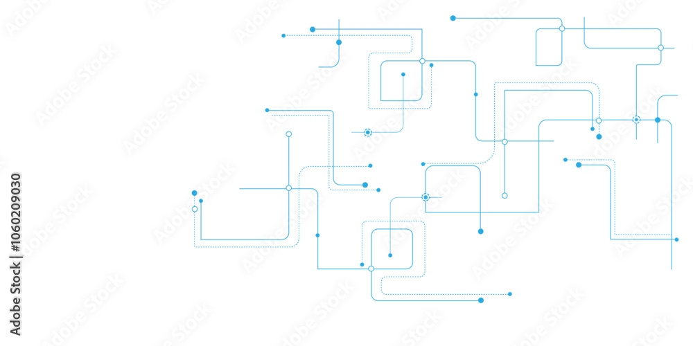 Wall mural vectors white abstract geometric dots and lines connection circuit concept. global communication tec