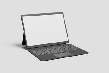 laptop mockup with empty white screen on grey background