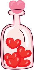 Cute valentine's day glass jar on white background. Vector illustration.