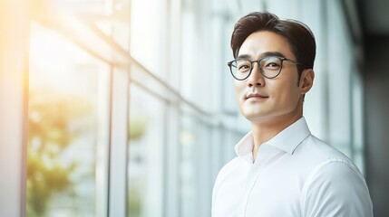 Fototapeta premium Stylish Glasses and Formal Wear in a Sleek Office