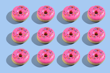 Delightful dozen of pink donuts