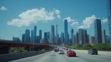 Toronto Skyline from the Highway.