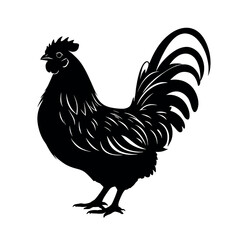 A chicken silhouette isolated white background
