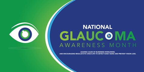 Glaucoma awareness month is observed every year in January, is a group of eye conditions that damage the optic nerve, the health of which is vital for good vision. Vector illustration