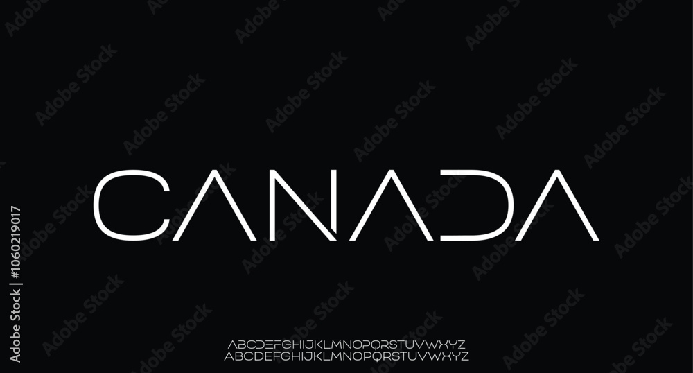 Fototapete modern techno font, futuristic line type of english alphabet letters and numbers. minimal tech typef