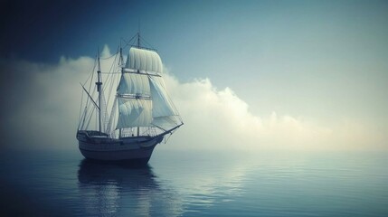 Obraz premium Maritime Voyage: A Sea-Bound Ship Vector Wallpaper