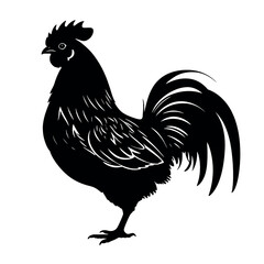 A chicken silhouette isolated white background