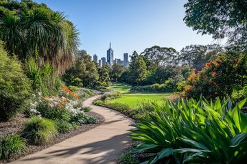 Fototapeta premium A picturesque landscape within the Royal Botanical Gardens in Victoria.
