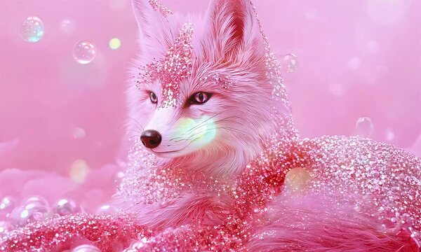 Fashion glitter pink fox