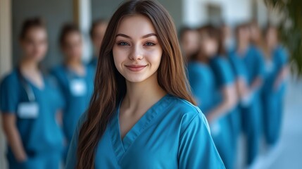 Fototapeta premium A dedicated nursing student and her team of healthcare professionals.