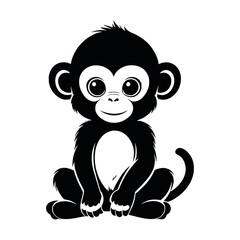 Fototapeta premium a cute monkey baby sitting on the ground with cute face vector