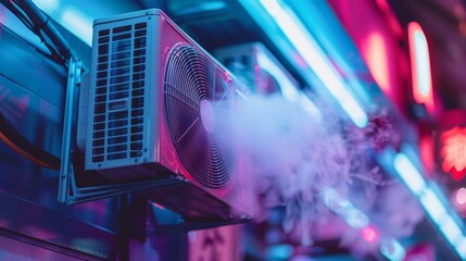 Air conditioning unit efficiently circulating cool air to maintain comfort in indoor space