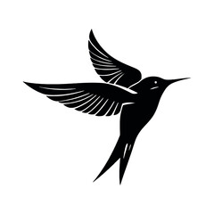 a Flying swallow vector silhouette, stylish pose, fill with black color isolated white background