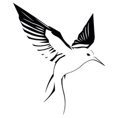 a Flying swallow vector silhouette, stylish pose, fill with black color isolated white background