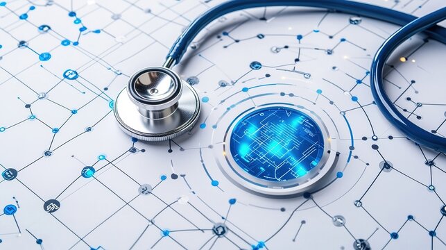 telemedicine platform displaying live consultation data, placed on a clean white background, representing the digital transformation of healthcare