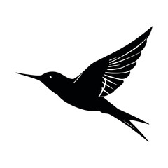 Obraz premium a Flying swallow vector silhouette, stylish pose, fill with black color isolated white background
