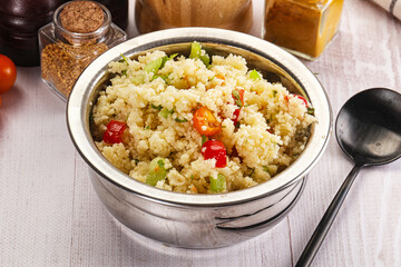 Vegan cuisine couscous with vegetables