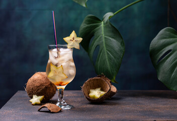 Tropical cocktail with carambola