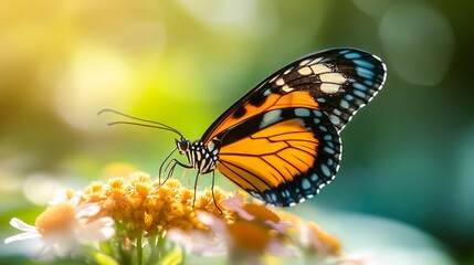 Obraz premium Butterfly on Flower in Macro Detail