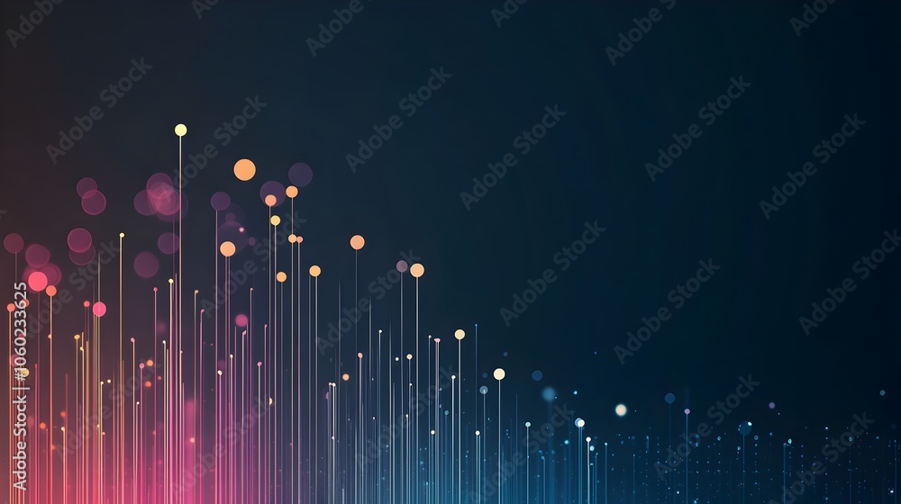 Poster colorful bokeh lights abstract background with futuristic digital elements