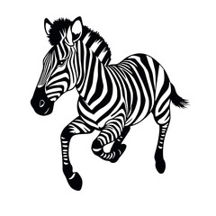 a running zebra animal vector silhouette isolated white background