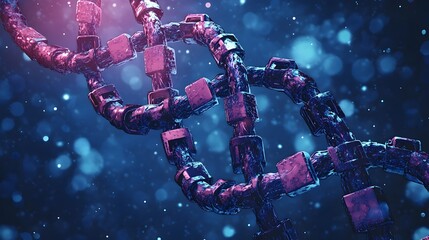 of a DNA strand wrapped in layers of security chains and padlocks symbolizing the importance of genetic data privacy and protection in the digital age