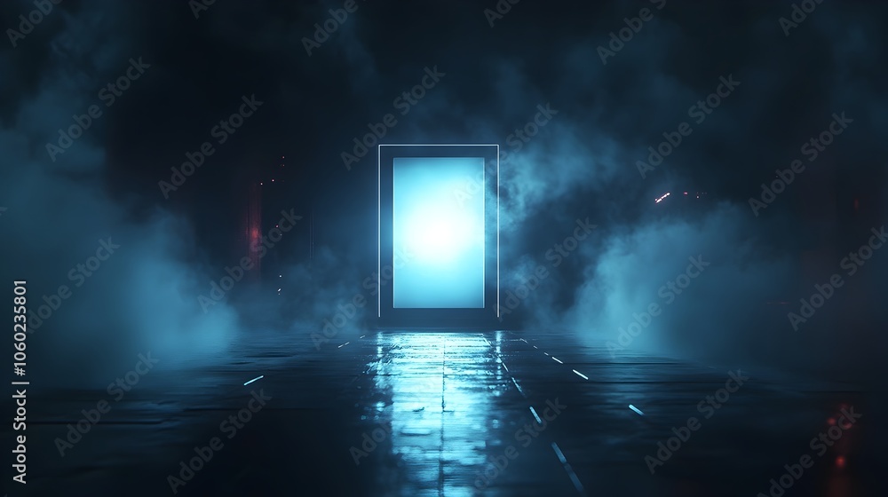 Poster conceptual image depicting a privacy mode on a computer screen with a darkened display and only mini