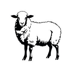 a sheep vector silhouette, stylish pose, fill with black colour isolated white background