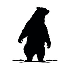 a standing bear silhouette, white background