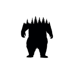 a standing bear silhouette, white background