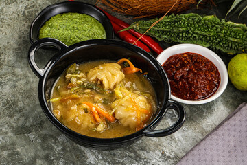 Chinese wonton soup with dumplings