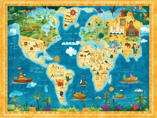 Naklejka premium Illustrated World Map.