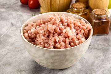Homemade Raw pork minced meat