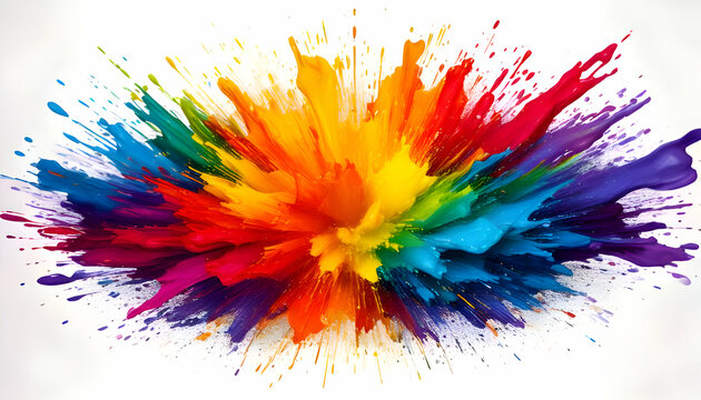 explosion of pride rainbow paint isolate on white background