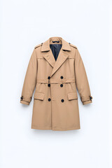 Beige trench coat isolated on white background