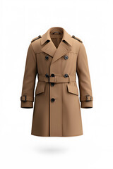 Naklejka premium Beige trench coat isolated on white background
