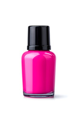 Pink nail polish bottle, isolated on white background