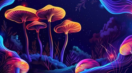Psychedelic Mushroom Forest